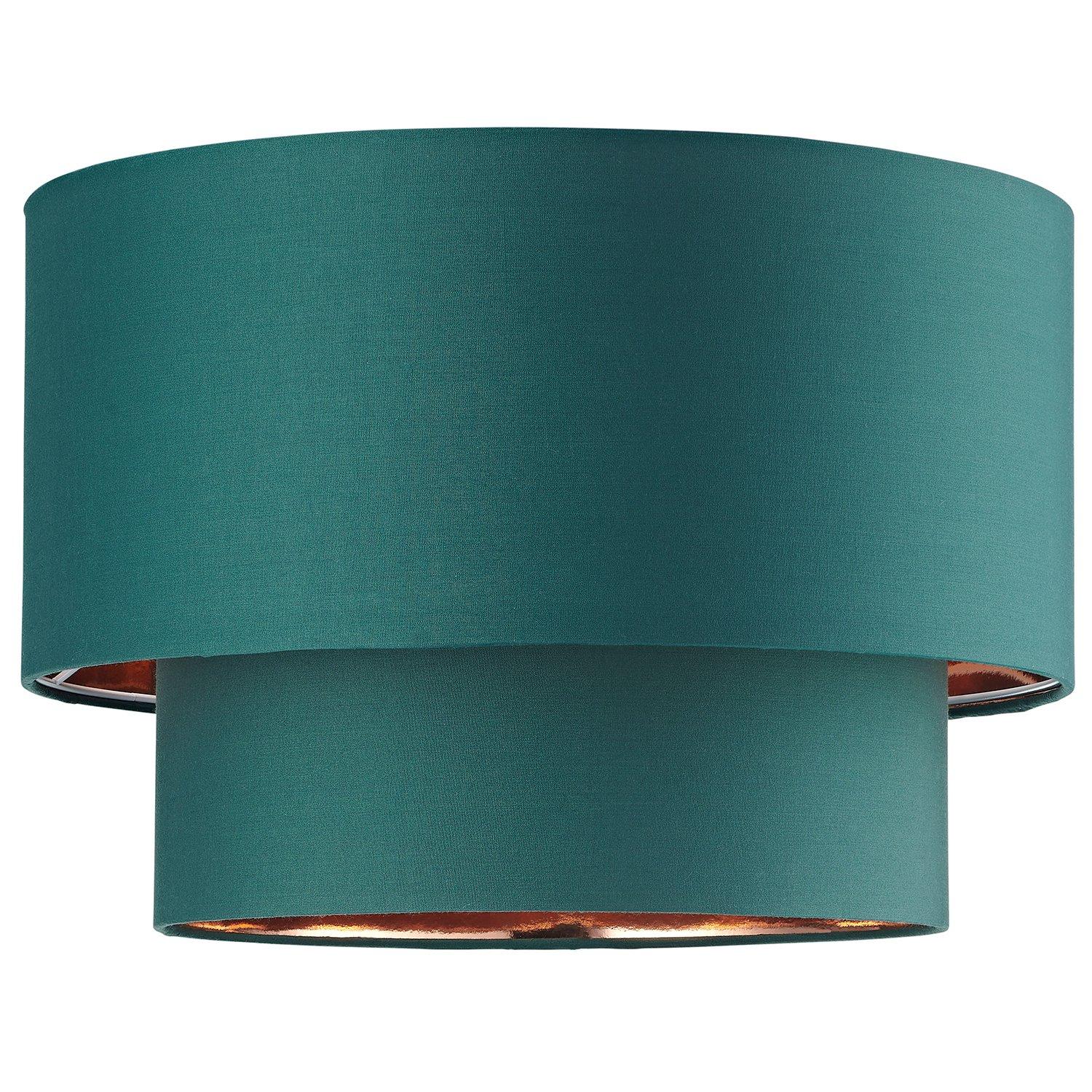 Modern Cotton Fabric Double Tier Ceiling Shade with Shiny Inner